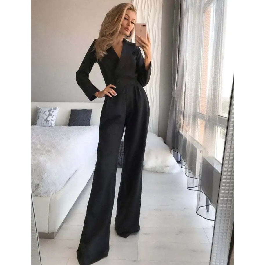 WW | Eleganter Weißer Jumpsuit Mit V-Ausschnitt Für Damen