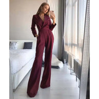 WW | Eleganter Weißer Jumpsuit Mit V-Ausschnitt Für Damen