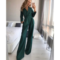 WW | Eleganter Weißer Jumpsuit Mit V-Ausschnitt Für Damen