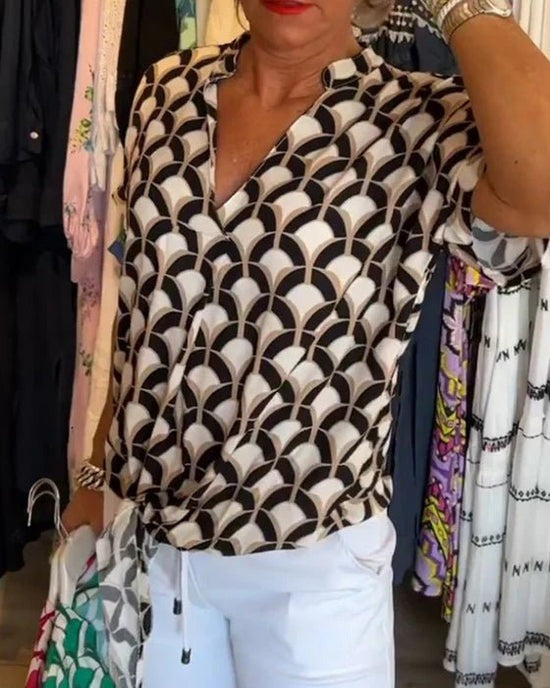 WW | Stilvolle Geometrische Bedruckte Bluse für Frauen