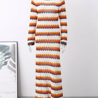 WW Dress | Elegantes trendiges lang gestreiftes Ibiza Kleid für Frauen