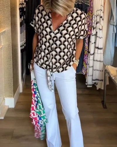 WW | Stilvolle Geometrische Bedruckte Bluse für Frauen