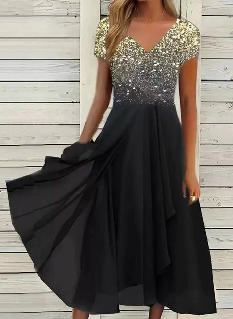 W&W Mode | Bedrucktes Kleid mit fließendem Rock für Damen