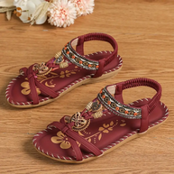 WW | Boho Strass Stil Offene Zehen Elastische Riemen Sandalen