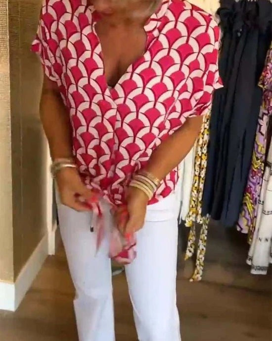 WW | Stilvolle Geometrische Bedruckte Bluse für Frauen