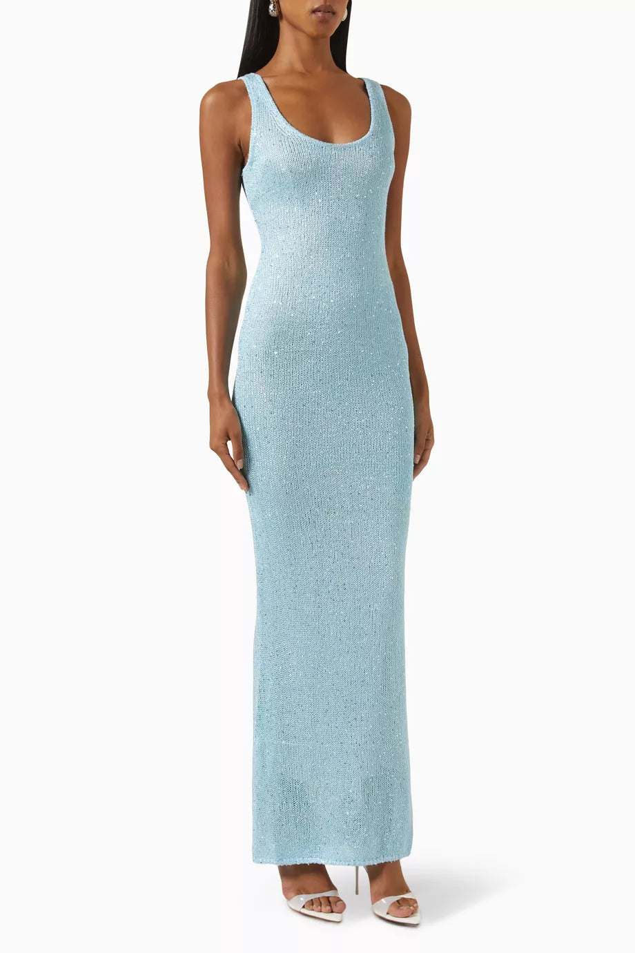 WW | Pailletten-Detail Maxikleid Hellblau