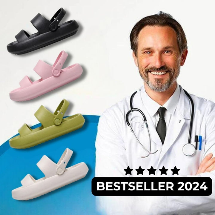 W&W Mode - Orthopädische Sandalen | Comfort Plus Pantoletten mit Doppelriemen | Gepolsterte, lässige Slip-On-Sandalen