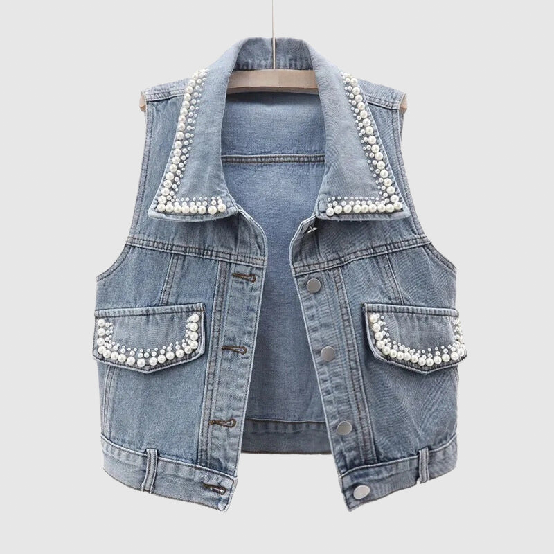 WW - Denim Weste Mit Perle