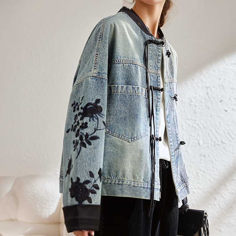 W&W Mode | Vintage-Blumen-Jeansjacke