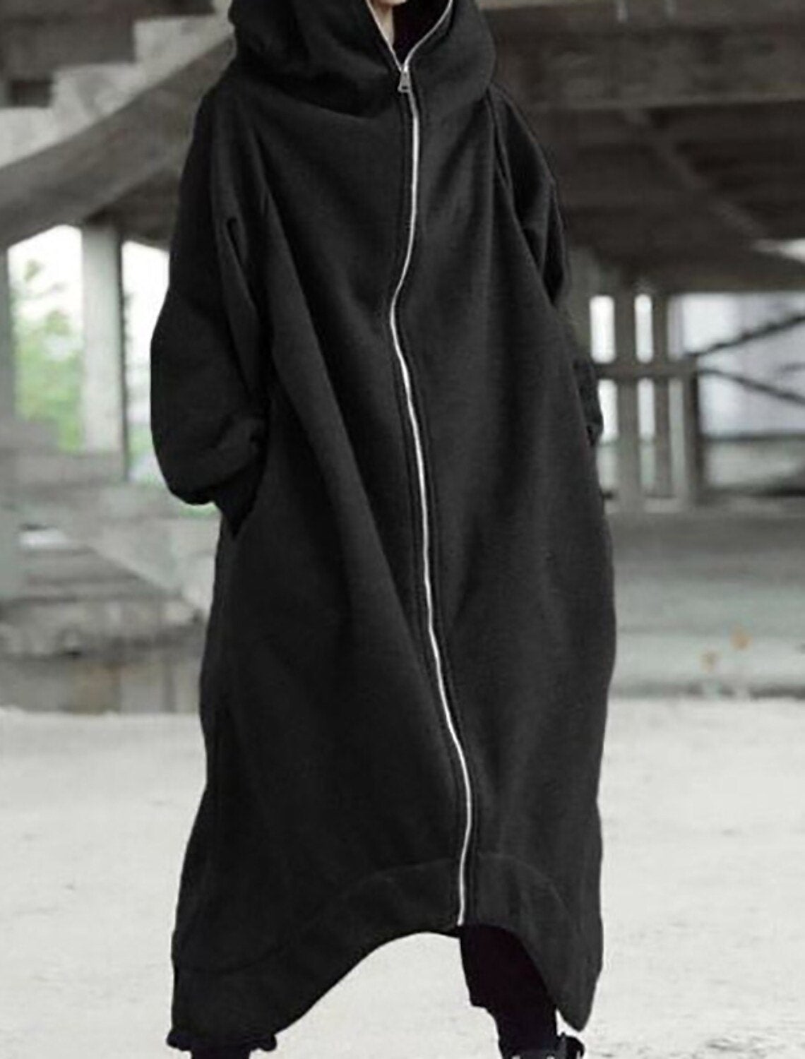 WW Eleganz - Vielseitiger langer Mantel mit Kapuze