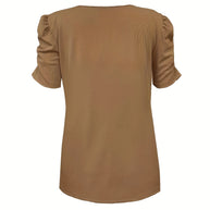 WW | Elegantes Geripptes V-ausschnitt T-shirt Für Damen