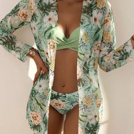 WW – Wickel-Bügel-Bikini mit tropischem Print und Überzug