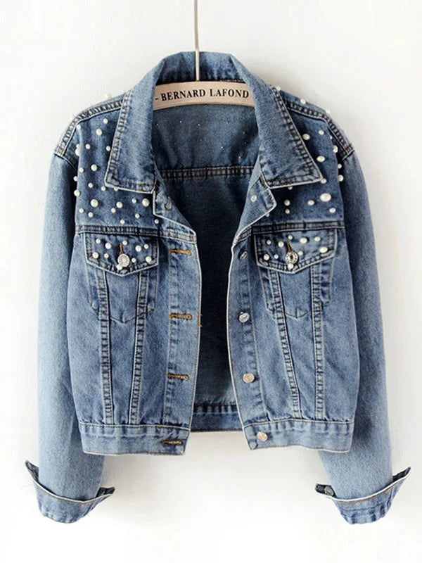 WW | Casual Jeansjacke mit Perlen für Damen