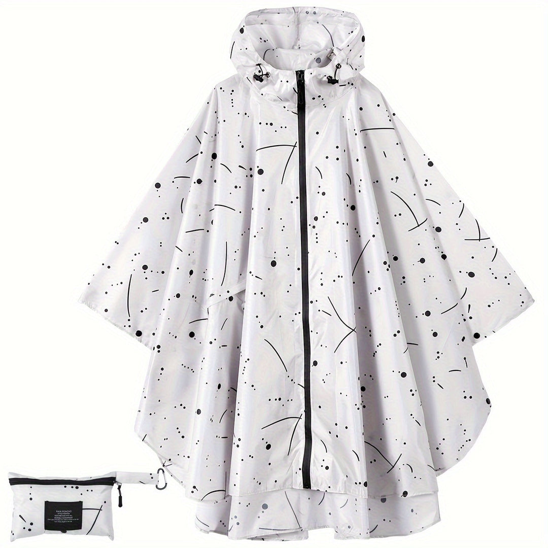 W&W Mode | Sportliche Damen Regenponcho Mit Kapuze Und Geometrischem Muster