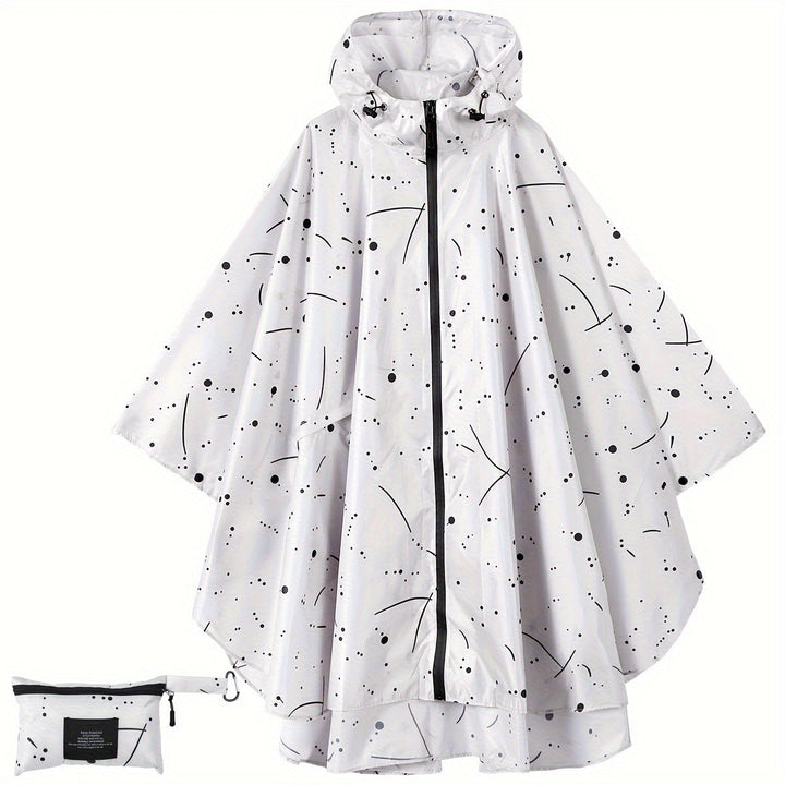 W&W Mode | Sportliche Damen Regenponcho Mit Kapuze Und Geometrischem Muster