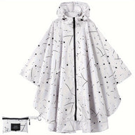 WW | Sportliche Damen Regenponcho Mit Kapuze Und Geometrischem Muster