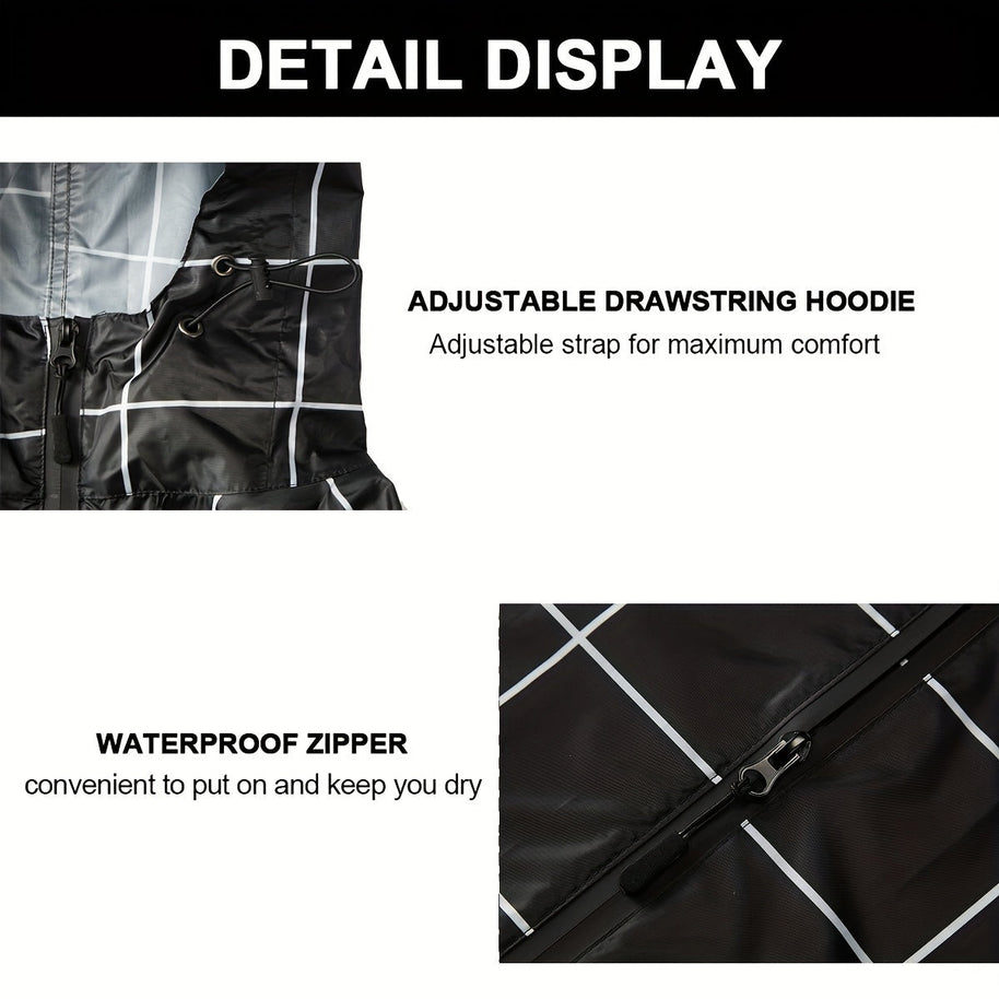 WW | Sportliche Damen Regenponcho Mit Kapuze Und Geometrischem Muster