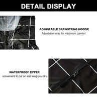 WW | Sportliche Damen Regenponcho Mit Kapuze Und Geometrischem Muster