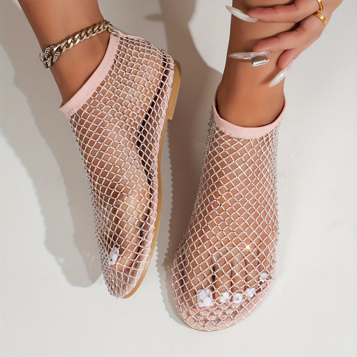 WW | Konstruktion Strasa, Flache Schuhe, Durchsichtige Sandalen für Den Strand