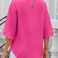 WW | Elegante einfarbige Bluse mit halben Ärmeln
