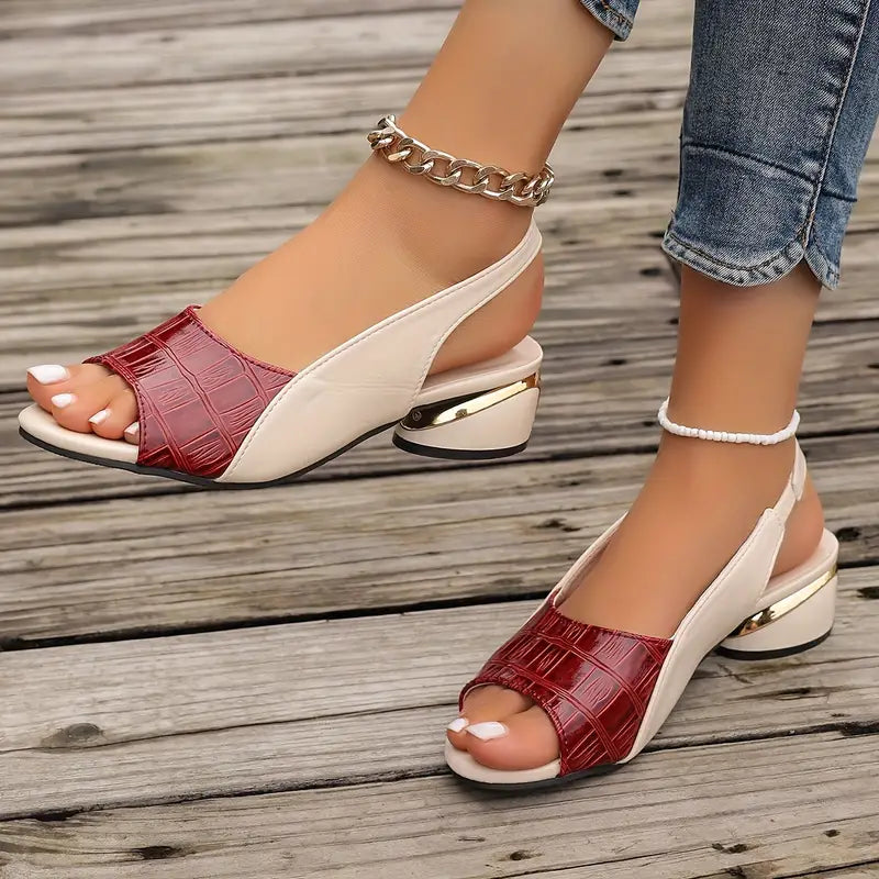 WW | Open Toe Slingback Sandalen Mit Krokodil Print Für Damen