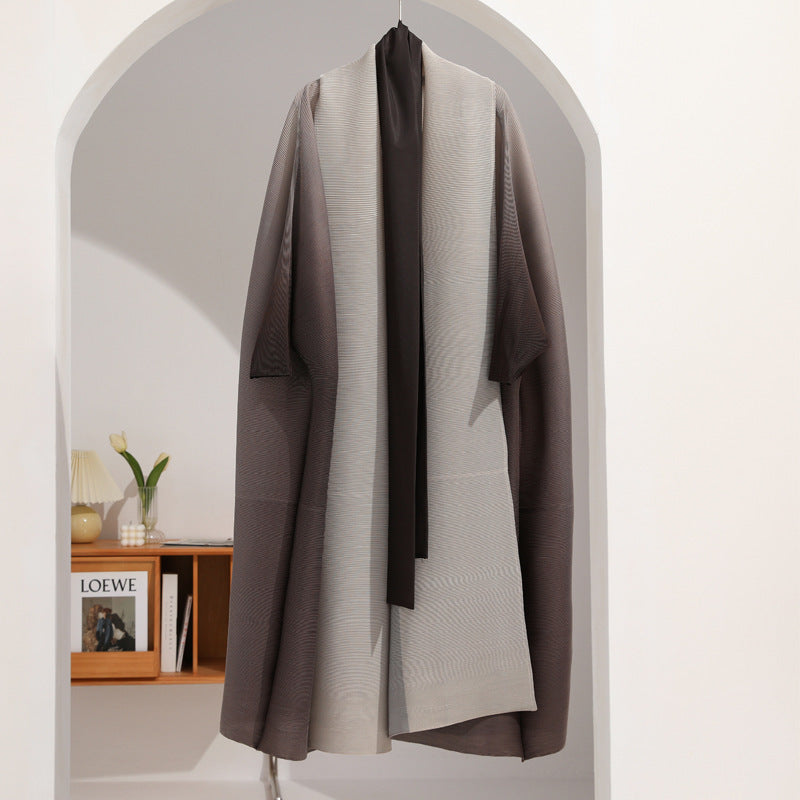 WW | Plissierter Trenchcoat Damen, Trend Herbst Farbverlauf, Weite Passform