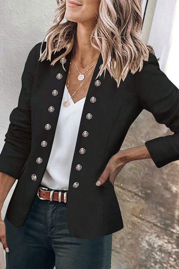WW | Knopfverschluss Taschen Offene Vorderseite Business Jacke