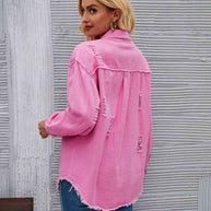 WW | Zerrissene Rohsaum-Denimjacke