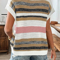 WW | Stricktop mit Farbblock und Lochmuster für Frauen