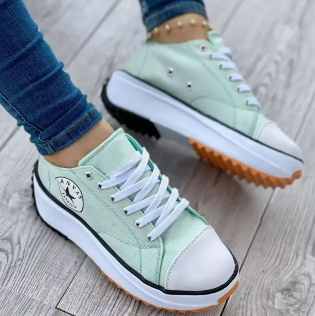 W&W Mode Sneaker Damen dicke Sohle Schnürung
