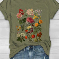 WW | Weinlese Blumen T-shirt Retro Stil Für Lässige Chic