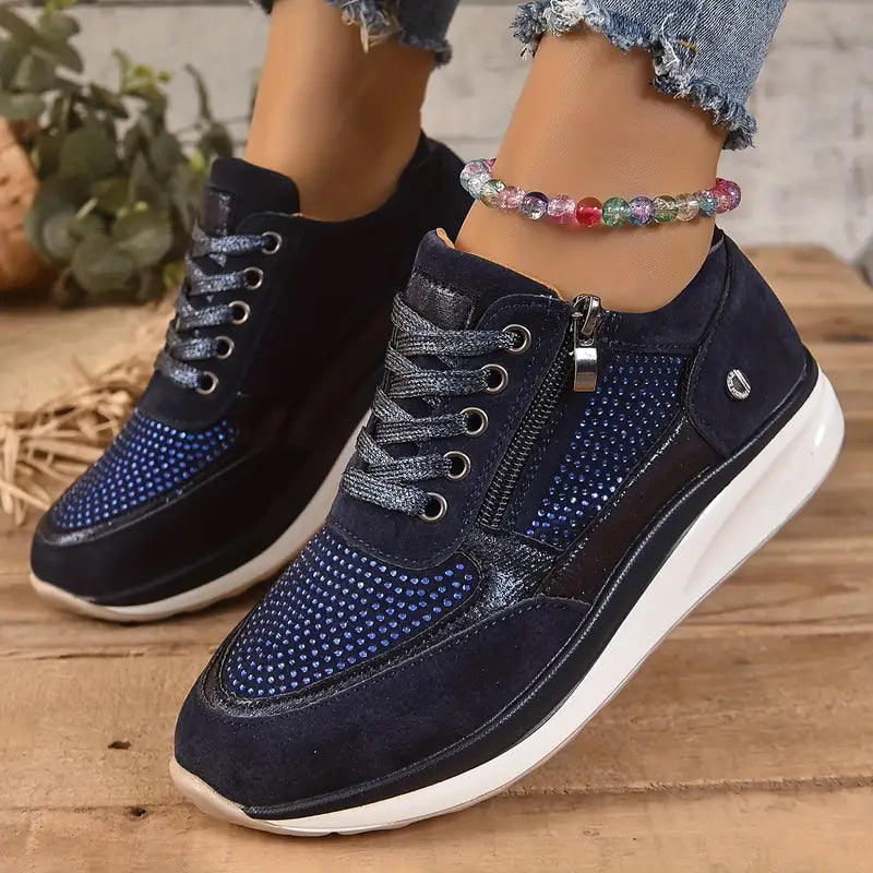 WW - Glänzende Kristall-Keilsneakers