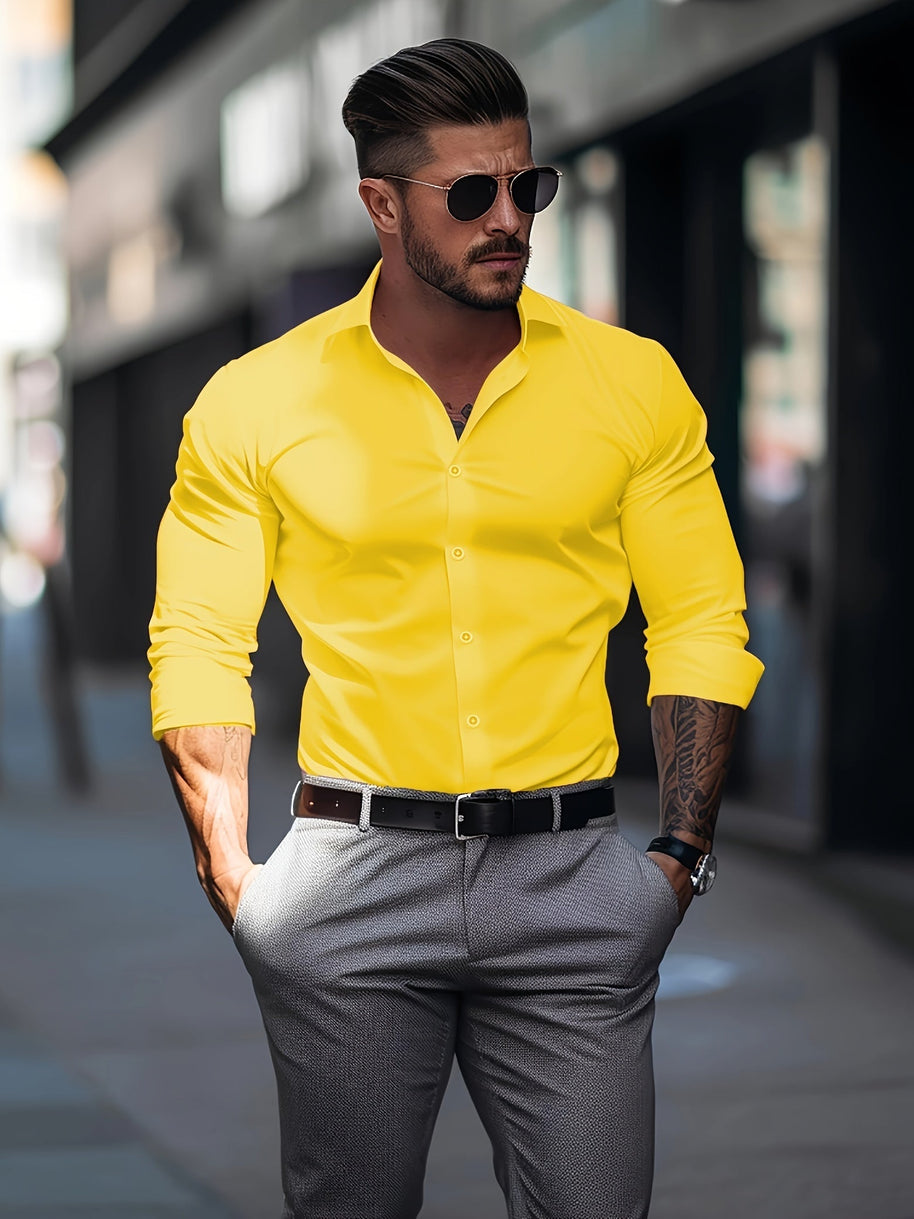 WW | Slim Fit Einfarbiges Baumwollhemd