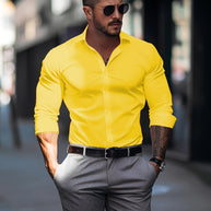 WW | Slim Fit Einfarbiges Baumwollhemd