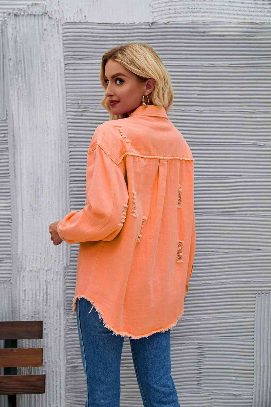 WW | Zerrissene Rohsaum-Denimjacke