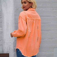 WW | Zerrissene Rohsaum-Denimjacke