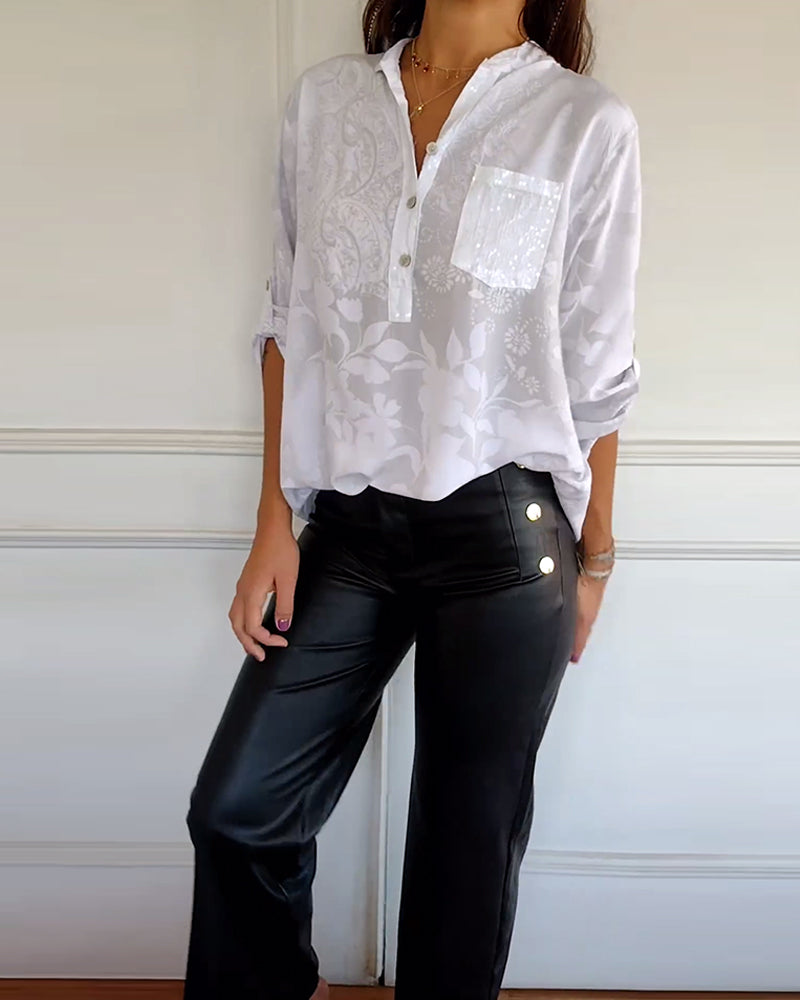 WW | Weiße Bluse mit Knöpfen und Brusttasche