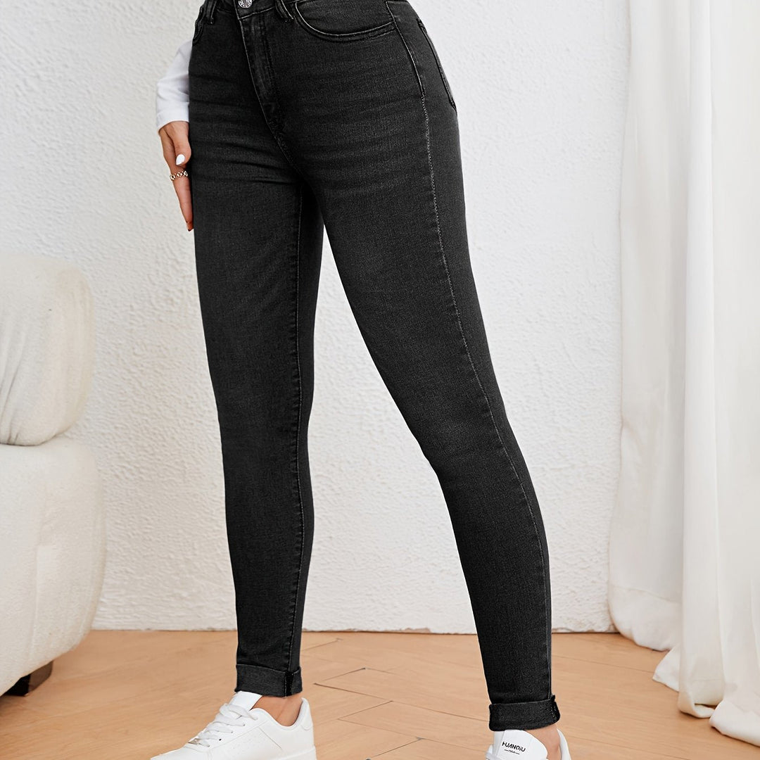 W&W Mode | Olivgrüne High Waist Slim Fit Jeans Mit Stretch Denim