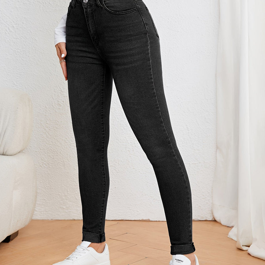 WW | Olivgrüne High Waist Slim Fit Jeans Mit Stretch Denim
