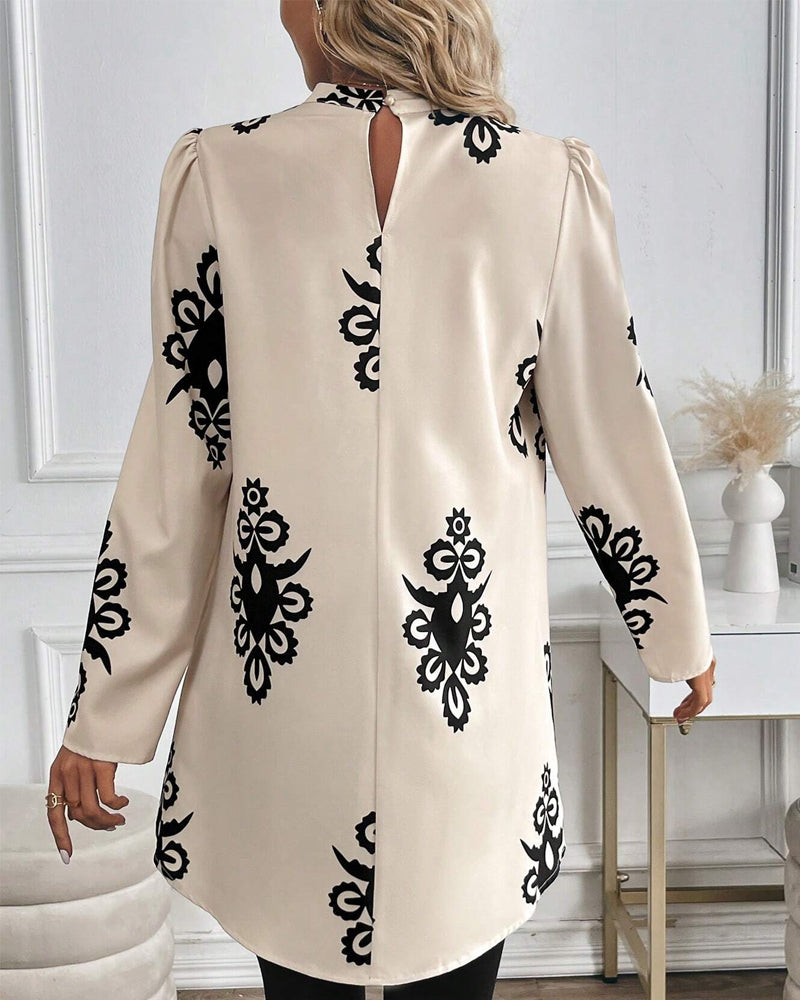 WW | Bluse Puffärmel Unregelmäßiger Druck
