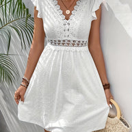 WW - Lochspitze V-Ausschnitt Kleid