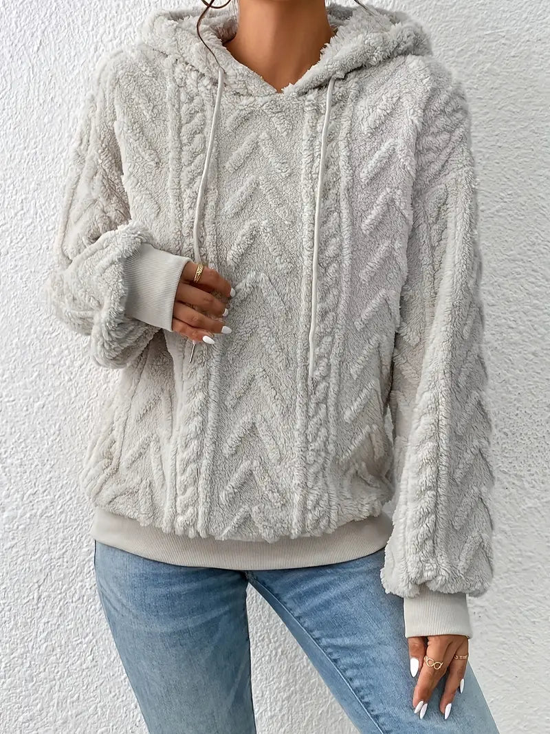 W&W Mode Sweater | Stylischer weicher Teddy-Fleece-Kapuzenpullover für Frauen