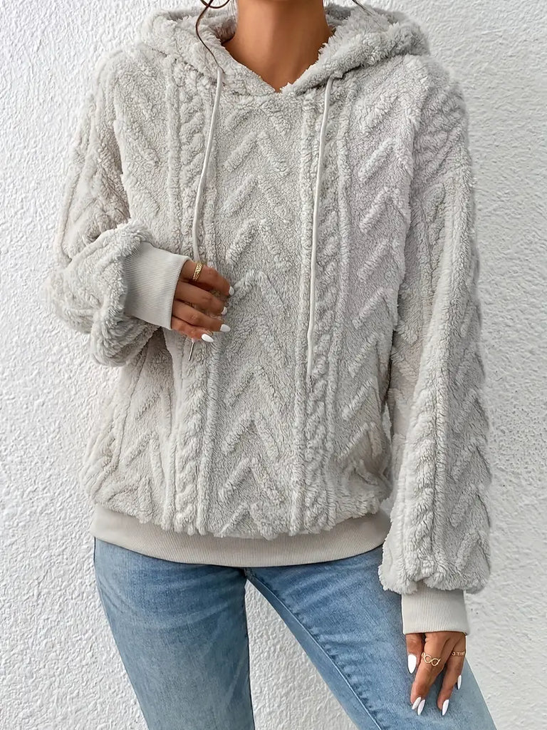 Wolff Sweater | Stylischer weicher Teddy-Fleece-Kapuzenpullover für Frauen