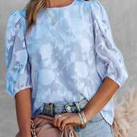 WW | Elegante Bluse mit Puffärmeln und Blumenmuster