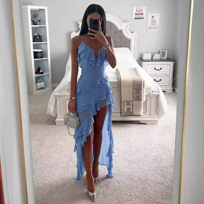 Celestina™ – Verspieltes Partykleid mit Rüschen & Asymmetrischem Saum