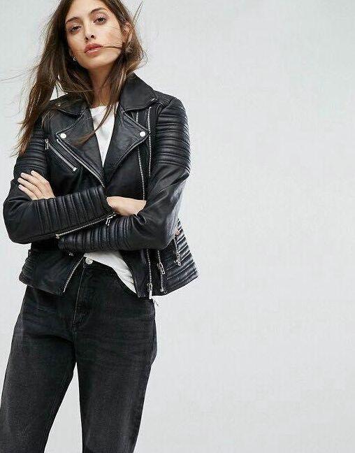 WW - Revers Reißverschluss Slim Fit Lederjacke