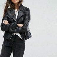 WW - Revers Reißverschluss Slim Fit Lederjacke