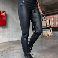 WW | Jingle High Rise Knopf Faux Leder Leggings