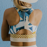 WW | Gestreiftes Reißverschluss-Rücken Schick Bikini Set