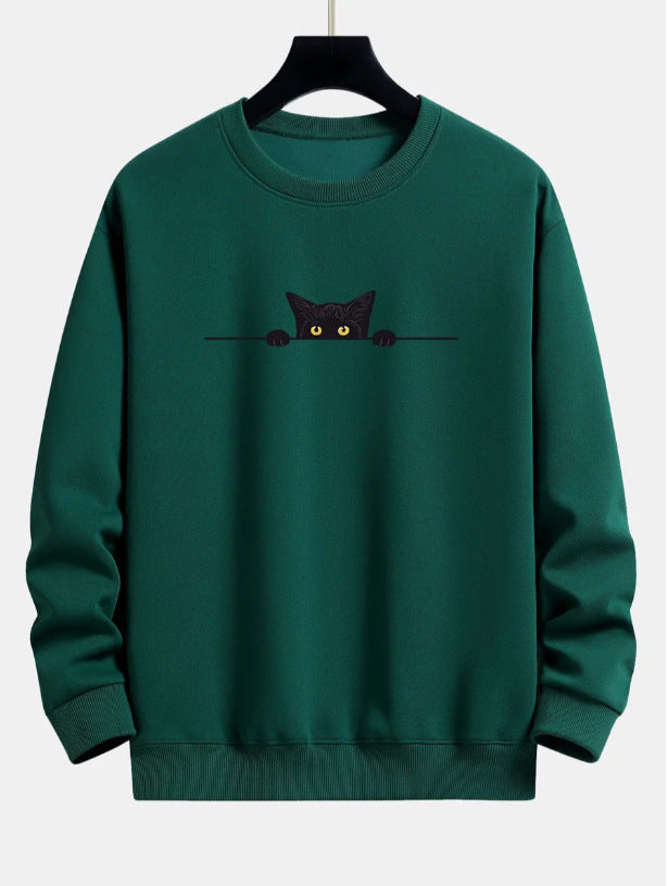 W&W Mode | Relax Fit Sweatshirt Mit Schwarzem Katzenprint